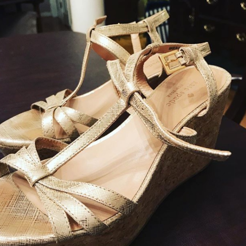 Kate Spade Tropez Gold Wedges